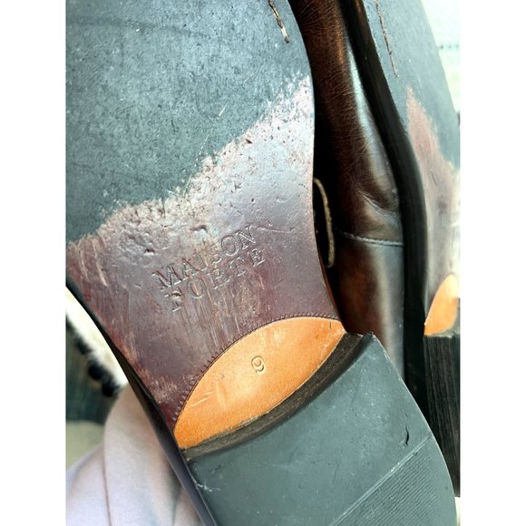 MAISON FORTE Seville Leather Horsebit Apron Toe Loafer Sz 9 Mahogany - Picture 9 of 11